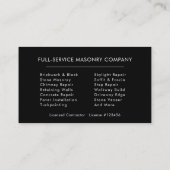 Carte De Visite Company Bricklayer Brick Masonry Construction (Dos)