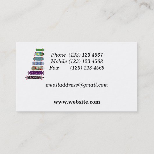 Carte De Visite Comparaison des tailles de skateboard (Dos)