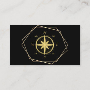 Carte De Visite Compas moderne Or Nautique