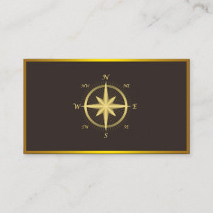 Carte De Visite Compas moderne Or Nautique