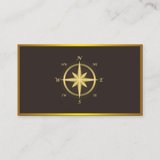Carte De Visite Compas moderne Or Nautique (Devant)