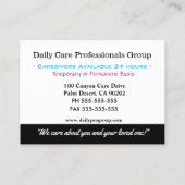 Carte De Visite Compassion du professionnel de confiance (Dos)