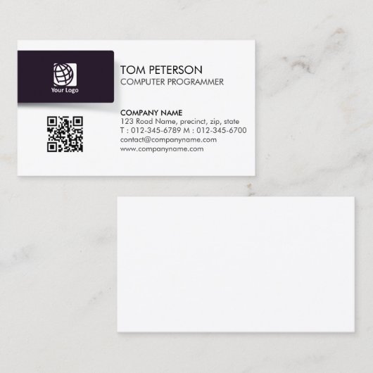 Carte De Visite Compétences techniques de programmeur informatique (Devant / Derrière)