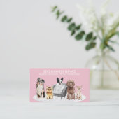 Carte De Visite Comportementaliste de chien rose blanc (Debout devant)