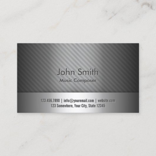 Carte De Visite Compositeur de musique Moderne Argent Metallic (Devant)