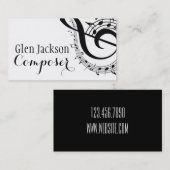 Carte De Visite Compositeur professionnel moderne Musique Notes Mu (Devant / Derrière)