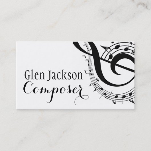 Carte De Visite Compositeur professionnel moderne Musique Notes Mu (Devant)
