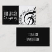 Carte De Visite Compositeur professionnel moderne Notes musicienne (Devant / Derrière)