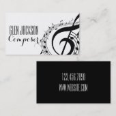 Carte De Visite Compositeur professionnel moderne Notes musicienne (Devant / Derrière)