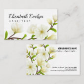 Carte De Visite Composition de fleurs de magnolia blanche et réali (Devant / Derrière)