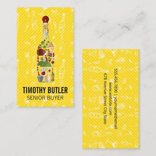 Carte De Visite Composition de la bouteille | Accessoire de vin Mo (Devant / Derrière)