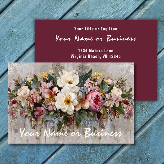 Carte De Visite Composition florale de fleurs sauvages Boho