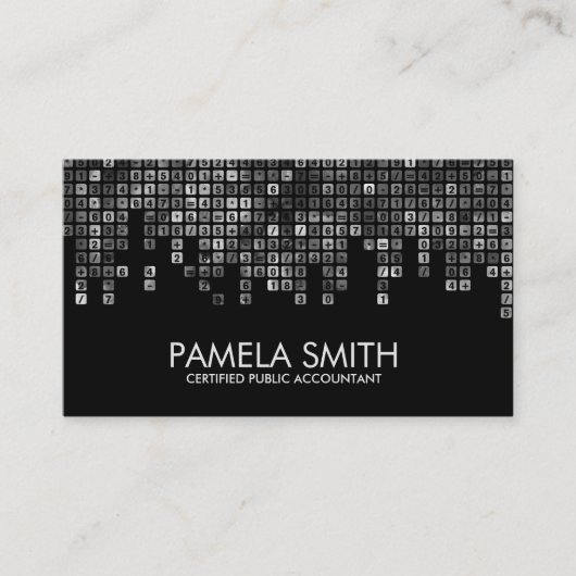 Carte De Visite Comptabilité - Chiffres Abstraits en niveaux de gr (Devant)