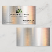 Carte De Visite Comptabilité | Icône Argent | Argent Métallisé (Devant / Derrière)
