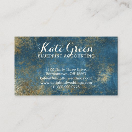 Carte De Visite Comptabilité professionnelle d'or BLEU élégante (Devant)
