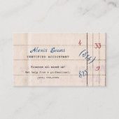 Carte De Visite Comptable agréé Retro Ledger (Devant)