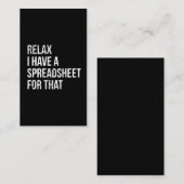 Carte De Visite Comptable amusant Comptable Feuille de calcul Comp (Devant / Derrière)