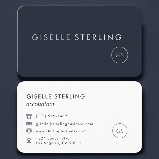Carte De Visite Comptable Bleu Marine Professionnel