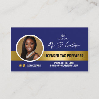 Carte de visite comptable Blue & Gold Tax Preparin