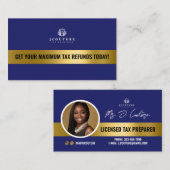 Carte de visite comptable Blue & Gold Tax Preparin (Devant / Derrière)