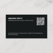 Carte De Visite Comptable Code QR de Teneur de Livres (Dos)