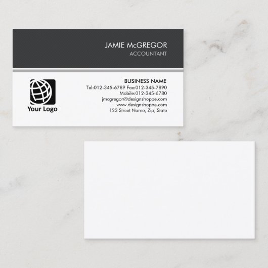 Carte De Visite comptable comptable comptable comptable simple (Devant / Derrière)