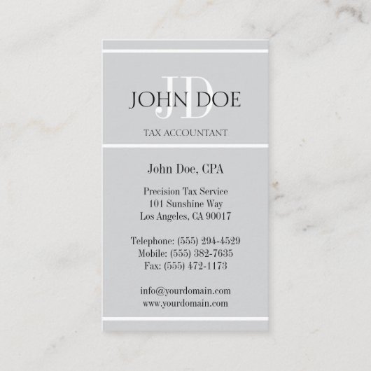 Carte De Visite Comptable comptable préparateur fiscal CPA 1040 ;  (Dos)