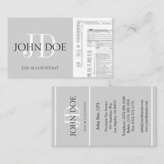 Carte De Visite Comptable comptable préparateur fiscal CPA 1040 ;  (Devant / Derrière)
