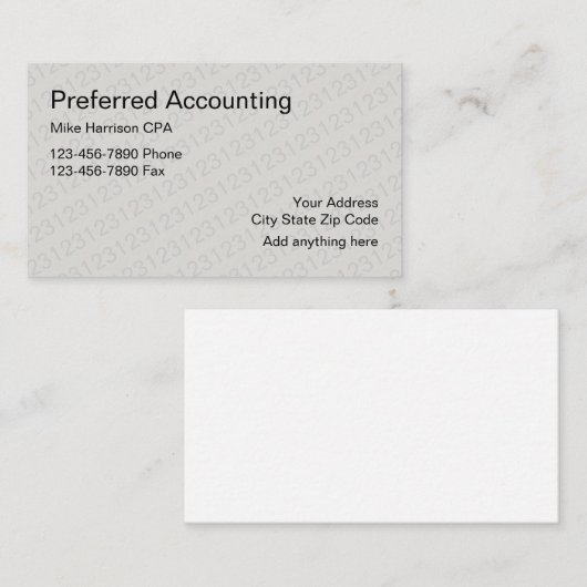 Carte De Visite Comptable conception CPA (Devant / Derrière)