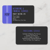 Carte De Visite Comptable Conseiller Financier Monogramme Moderne (Devant / Derrière)