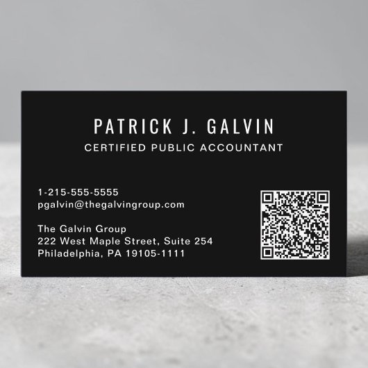 Carte de visite comptable CPA Code QR noir