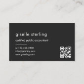Carte de visite comptable CPA Code QR noir moderne (Dos)