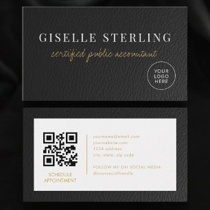 Carte de visite comptable CPA en cuir faux Logo QR