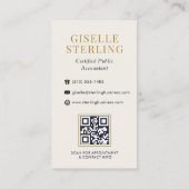 Carte De Visite Comptable CPA Monogramme Code QR Noir Or (Dos)
