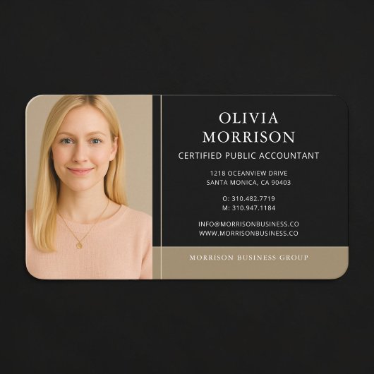 Carte de visite comptable CPA photo noir or