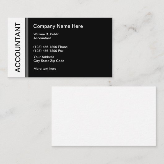 Carte De Visite Comptable de conception professionnelle (Devant / Derrière)