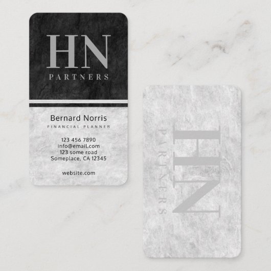 Carte De Visite Comptable de la texture de pierre noire et grise (Devant / Derrière)