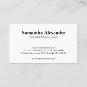 Carte De Visite Comptable de logo moderne Elegant Chic Numbers (Dos)