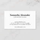 Carte De Visite Comptable de logo moderne Elegant Chic Numbers (Dos)