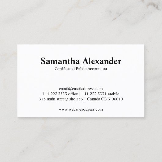 Carte De Visite Comptable de logo moderne Elegant Chic Numbers (Dos)