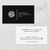 Carte De Visite Comptable de logos de numéros modernes Noir (Devant / Derrière)