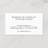 Carte De Visite Comptable de logos de numéros modernes Noir (Dos)