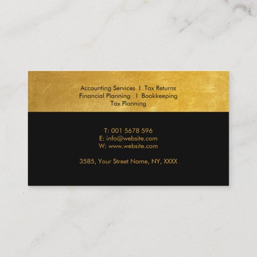 Carte De Visite Comptable de monogramme d'or brossé minimal propre (Dos)