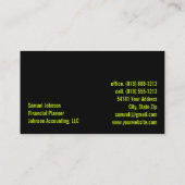 Carte De Visite Comptable de planificateur financier professionnel (Dos)