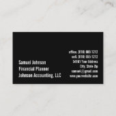 Carte De Visite Comptable de planificateur financier professionnel (Dos)