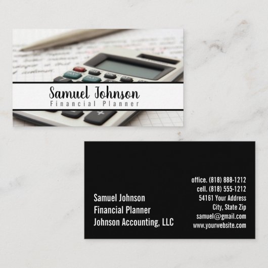 Carte De Visite Comptable de planificateur financier professionnel (Devant / Derrière)