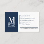 Carte De Visite Comptable d'entreprise moderne Marque de monogramm (Dos)