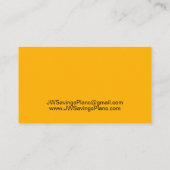 Carte De Visite Comptable d'épargne du conseiller financier jaune (Dos)