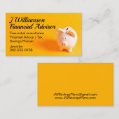 Carte De Visite Comptable d'épargne du conseiller financier jaune (Devant / Derrière)