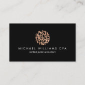 Carte De Visite Comptable des numéros d'or Rose Faux moderne Noir (Devant)